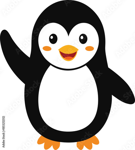 Penguin colorful vector illustration with editable stroke and animal