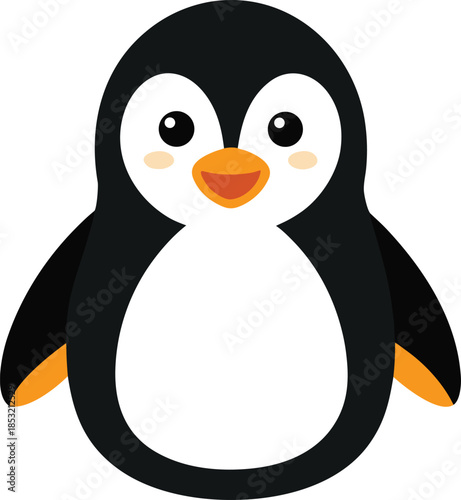 Penguin colorful vector illustration with editable stroke and animal