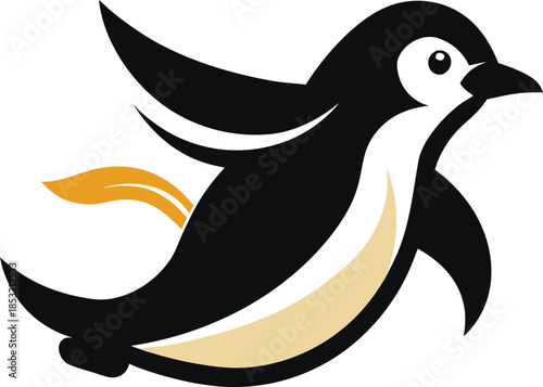 Penguin colorful vector illustration with editable stroke and animal