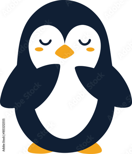 Penguin colorful vector illustration with editable stroke and animal