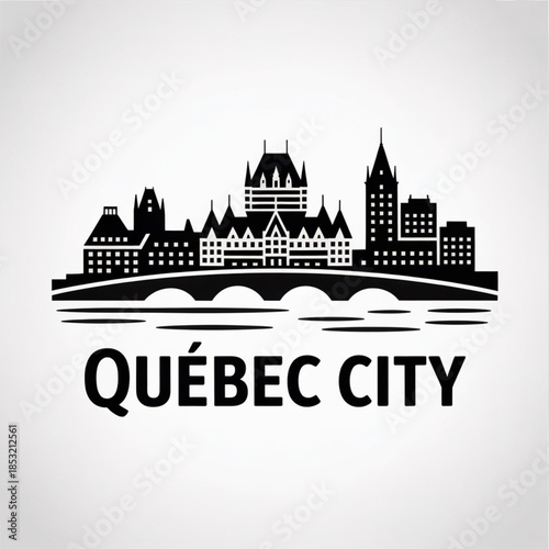 Foto Quebec City Skyline Silhouette — A Historic Walled City in North America Vector