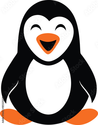 Penguin colorful vector illustration with editable stroke and animal