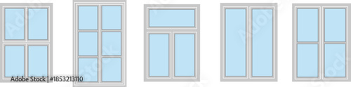 Modern Window Frame Set. Flat Vector Illustration of Different Window Designs