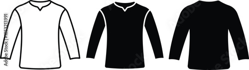 Casual Long Sleeve Tunic Top Fashion Apparel Clothing For Men And Women Retail Mockup Design Vector Silhouette and Pictogram Icon Set