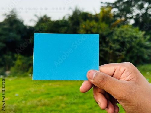 Blank sticky note holding, Hand note for copyspace, empty hand note for news, Blank hand note placeholder