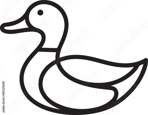 Continuous single one line art drawing, Duck single continuous one line out line vector, one line Art icon drawing