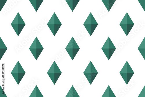 Modern geometric pattern with green diamonds on cream background