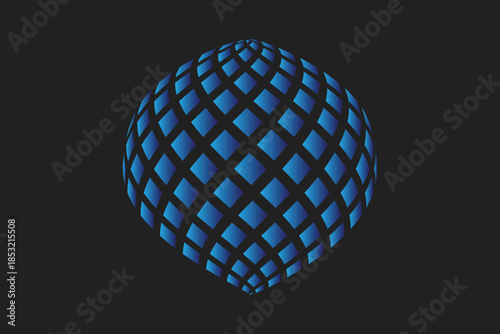Abstract 3d blue sphere design featuring a glowing technology globe element with a circular light pattern for a modern business concept illustration