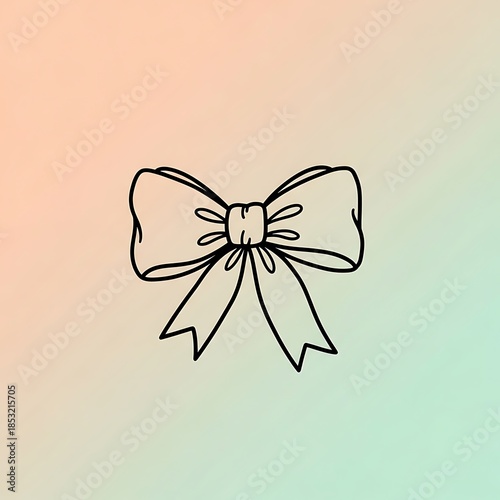 Hand Drawn Bow Icon on Gradient Background.