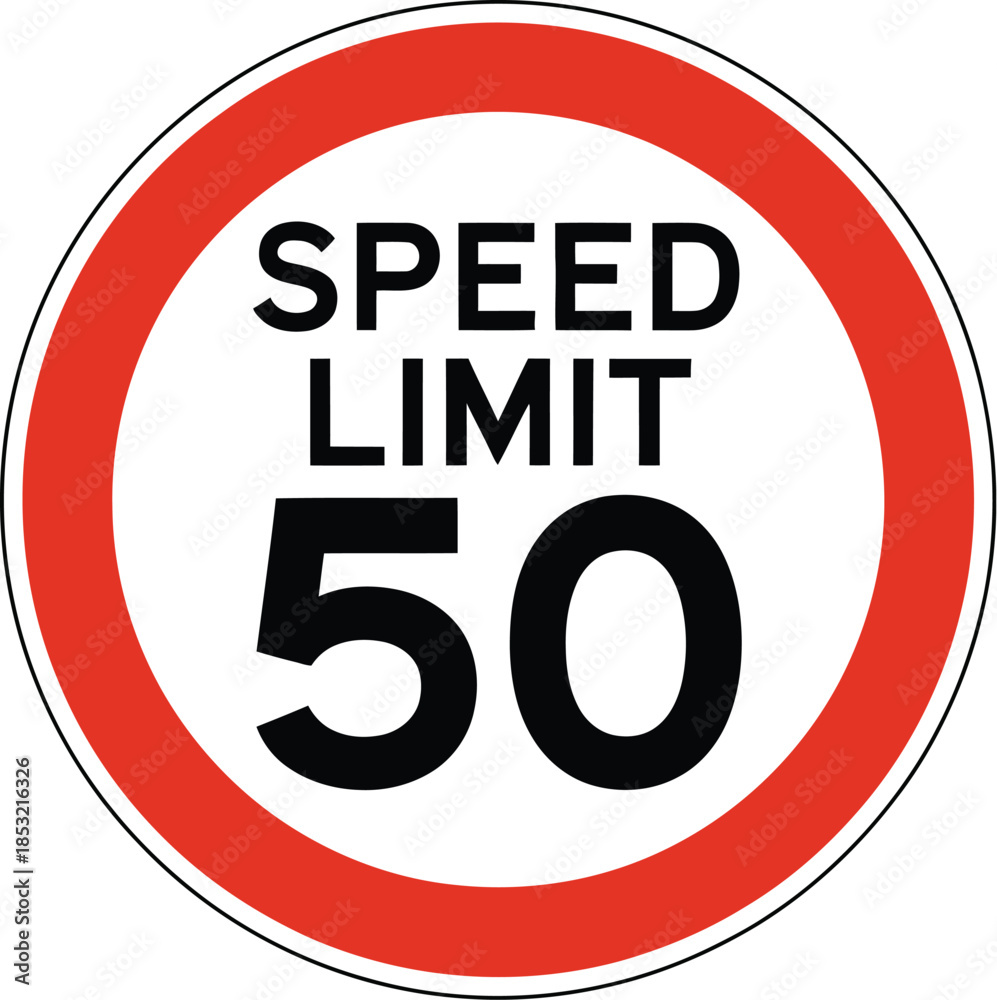 Fototapeta premium Speed limit 50 sign on white background