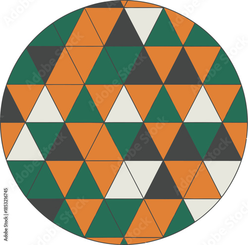 Vibrant geometric pattern with colorful triangles in circle