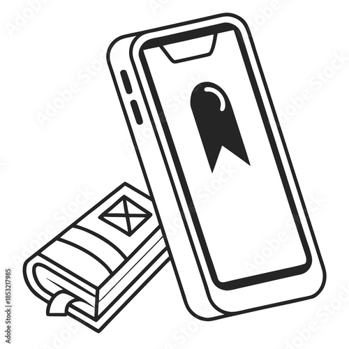 Title: Modern smartphone with camera and home button in minimalist line style