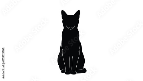 Black cat silhouette sitting upright with whiskers visible