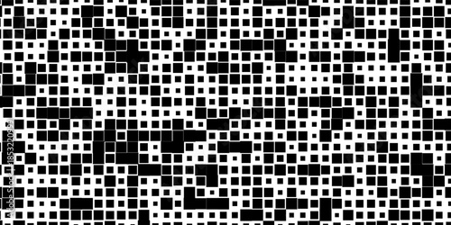 Abstract geometric pattern with squares of small and large scale. Black and white color Vector illustration