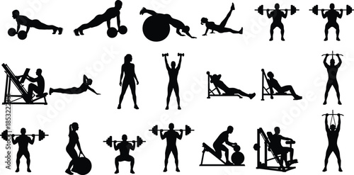 Here is the requested title and keywords, optimized for Adobe Stock vector illustration SEO for the fitness and gym image.