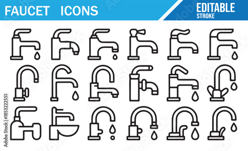 Bathroom Faucet Design Elements Set