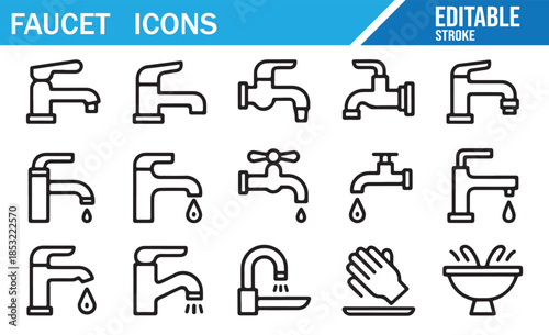 Vector Collection of Sink Taps and Valves