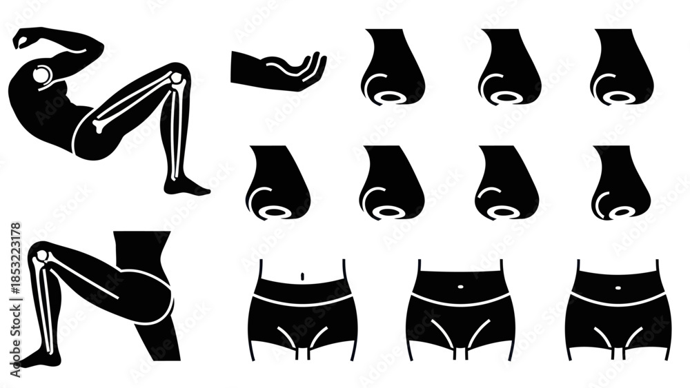 Obraz premium Human body parts silhouettes anatomy health and fitness visuals