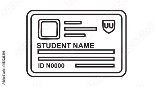 Simple Line of a Student Identification Card with Placeholder Text Keywords: student id card