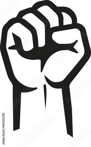 Raised hand with fist Raised hand with clenched fist Vector illustration