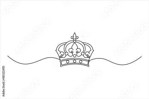 Regal crest crown one-line art for heraldry logo