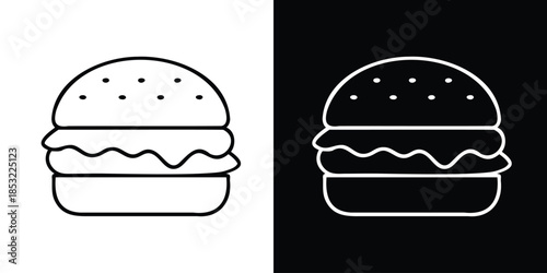Burger Line Icon – Fast Food Symbol