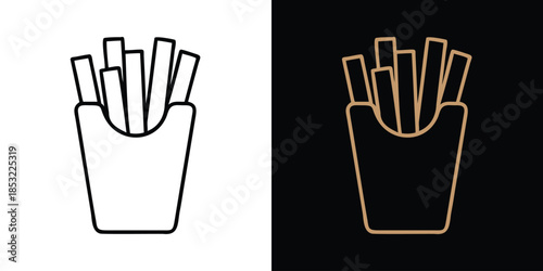 French Fries Line Icon – Fast Food Symbol