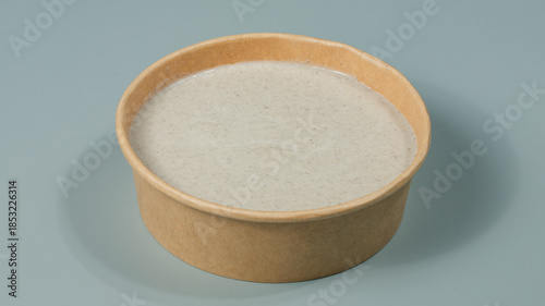 Bowl of mushrooms soup isolated