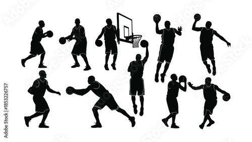 Dynamic basketball silhouettes