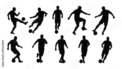Various soccer player silhouettes