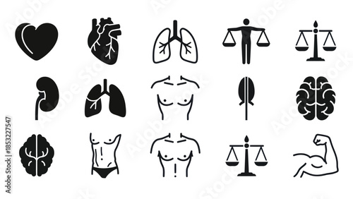 Human body organs and systems icons medical and healthcare illustrations