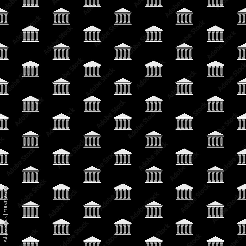 Naklejka premium Bank or Government building seamless pattern isolated on black background