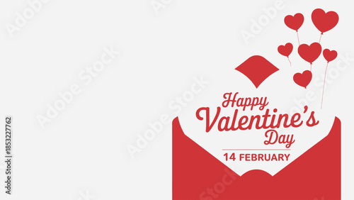 Happy valentine's day card. Happy valentine's day with heart balloons. Happy valentine's day 14 February