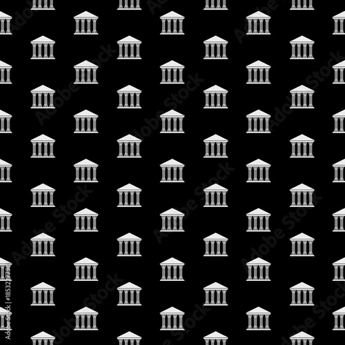 Bank or Government building seamless pattern isolated on black background