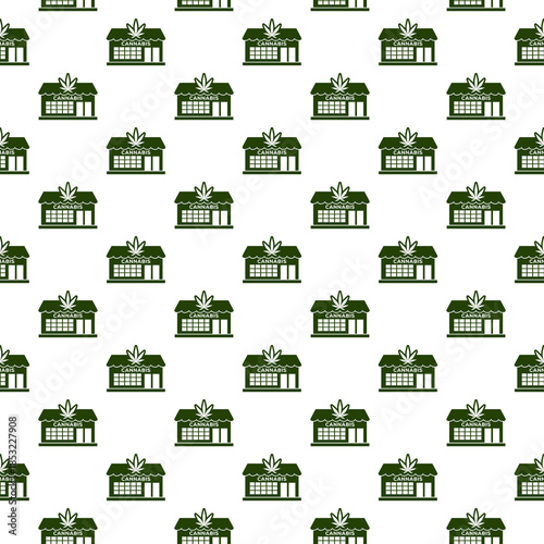 Cannabis store seamless pattern isolated on white background