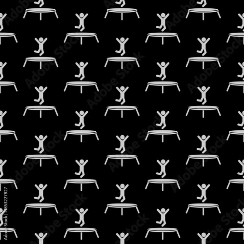 Trampoline seamless pattern isolated on black background