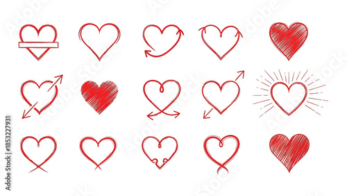 Collection of red heart illustrations
