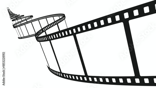 Curled film strip isolated on white a vintage cinematic concept