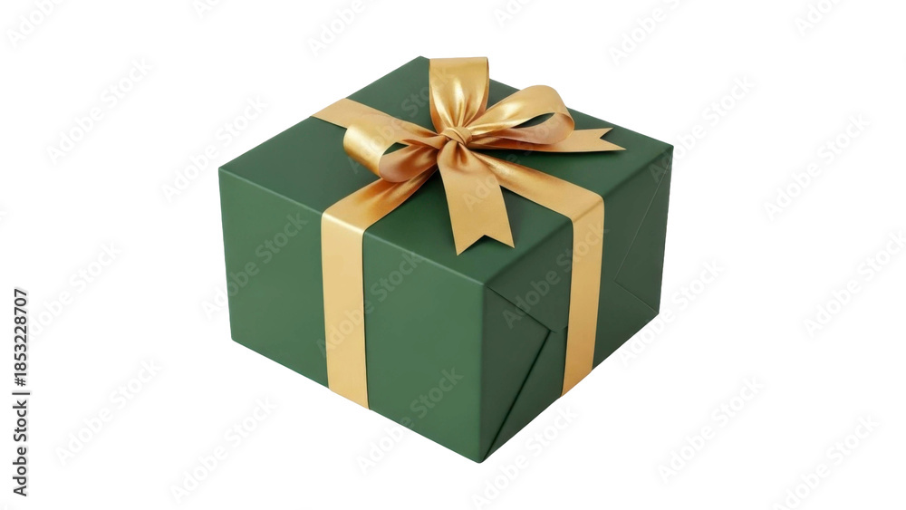 Obraz premium Gift Box Tied With Gold Ribbon on Transparent Background PNG Image