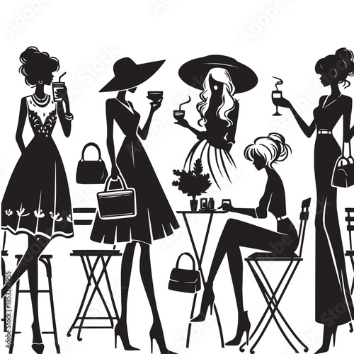 giirls silhouette sitting at cafe