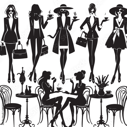 giirls silhouette sitting at cafe