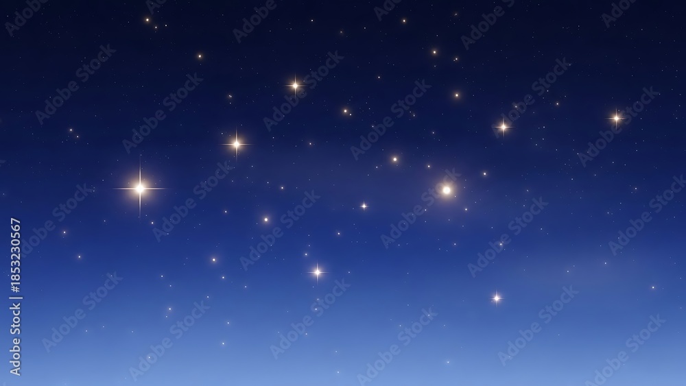 Fototapeta premium Night Sky Background With Bright Stars And Blue Gradient.