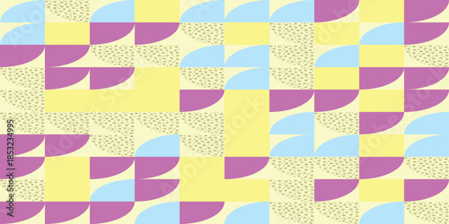 Abstract Geometric Pattern with Pastel Colors and Retro Motifs