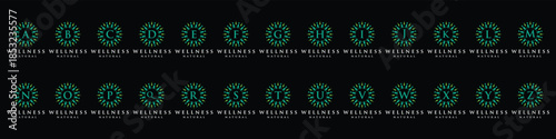 set of collection icon, initial letter A to Z alphabet wellness, green, leaves, natural, health, organic, logo design, circle leaf nature bundle set graphic icon vector template