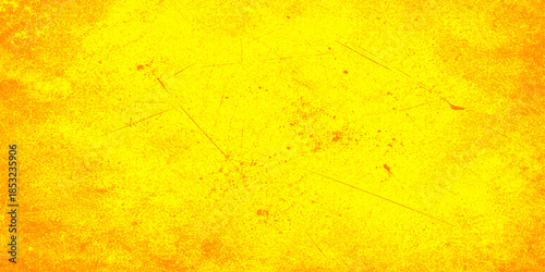 Abstract yellow background of grunge paint on an old vintage paper wall with a dirty aged parchment texture and antique pattern design