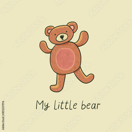 imple cute baby print vector hand drawn illustration with bear.