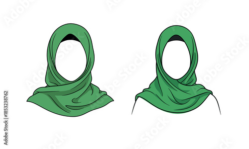 a simple illustration of a green hijab a traditional islamic head covering