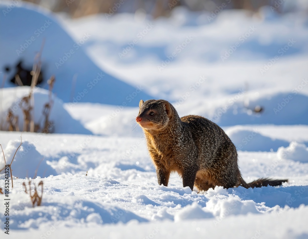 Obraz premium Snow-covered, small mammal