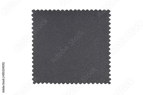 Grey fabric swatch with jagged edges on a transparent background image