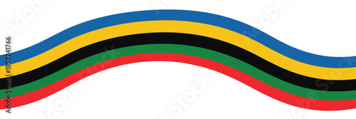 Abstract Wavy Lines in Blue Yellow Black Green and Red on White Background curves stripes